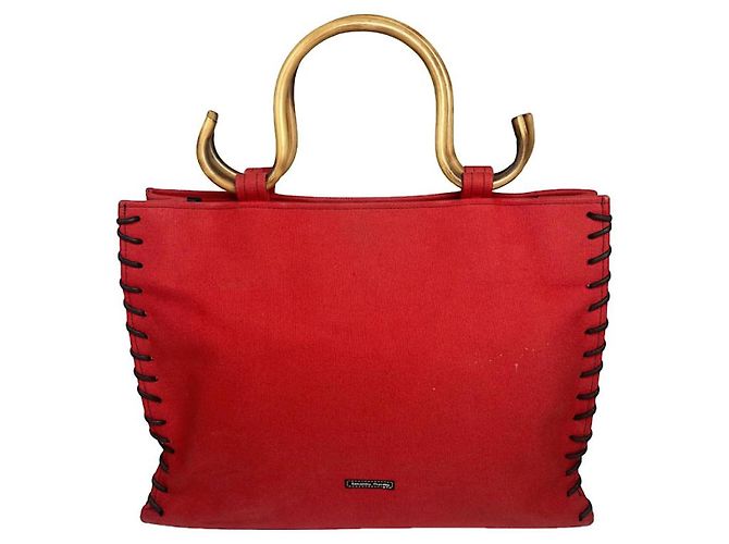 Autre Marque Bolso de mano de algodón rojo Samantha Thavasa Roja