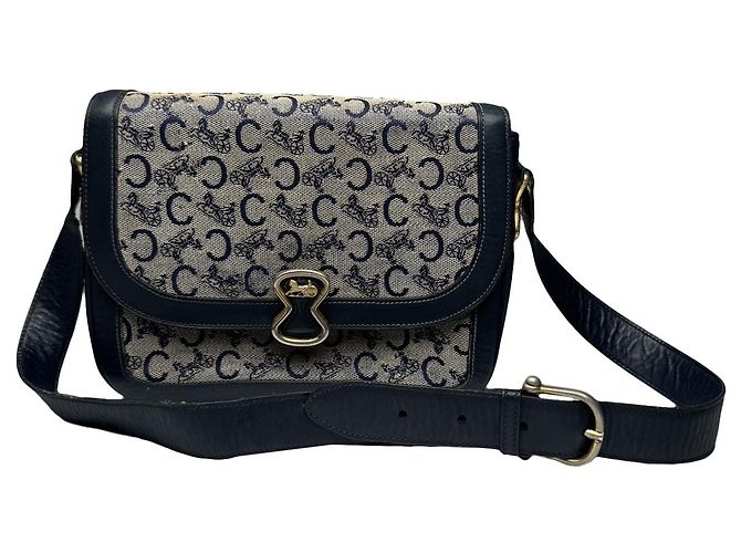 Céline Bolsa de couro navy Celine Triomphe Azul marinho
