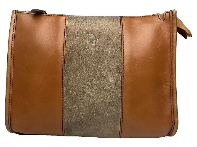 Dior D-Bee braune Leder-Clutch