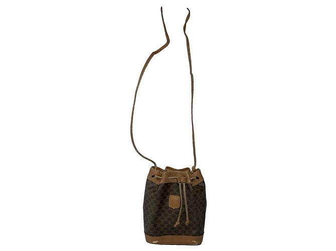 Céline Bolso de cuero marrón Celine Castaño