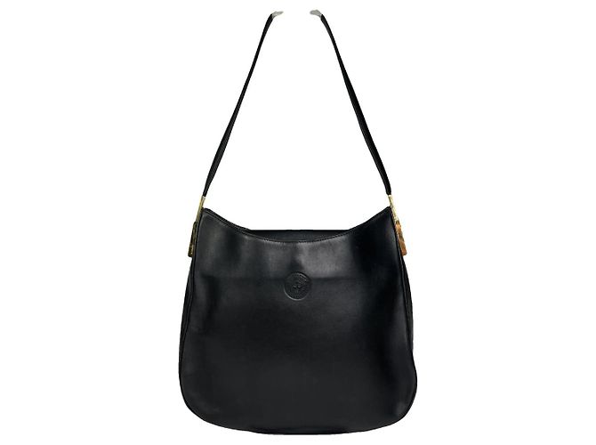 Schwarze Lederhandtasche von Gianni Versace