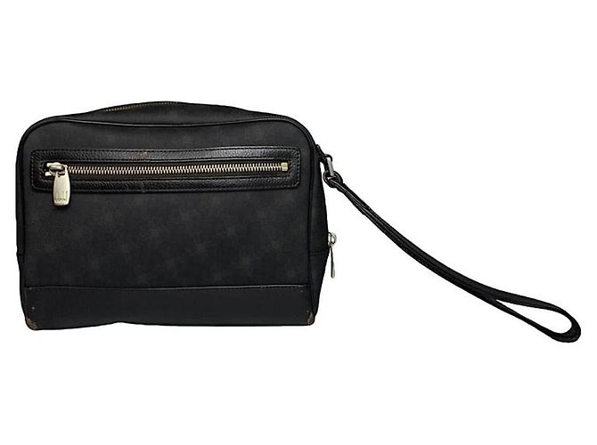 Alfred Dunhill schwarze Lederhandtasche
