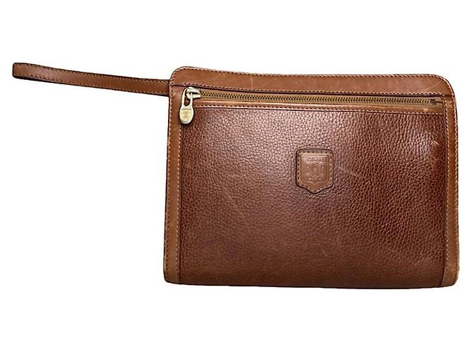 Céline Celine Triomphe Vintage Braune Leder Clutch Tasche