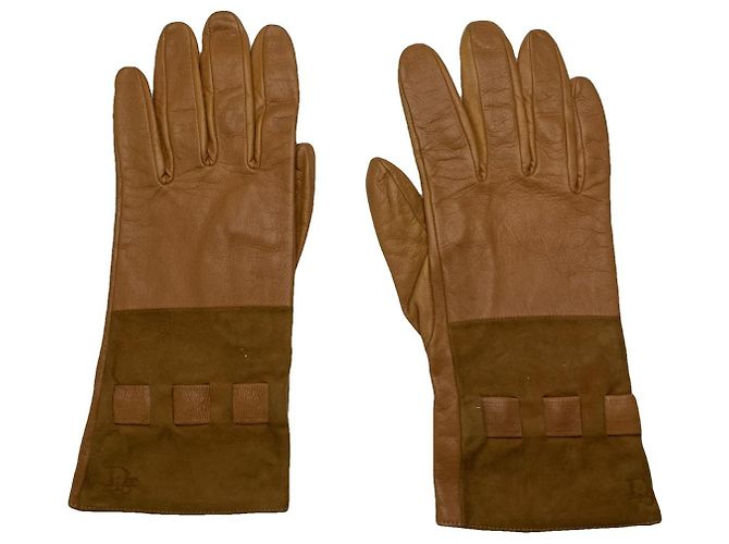 Dior braune Lederhandschuh 