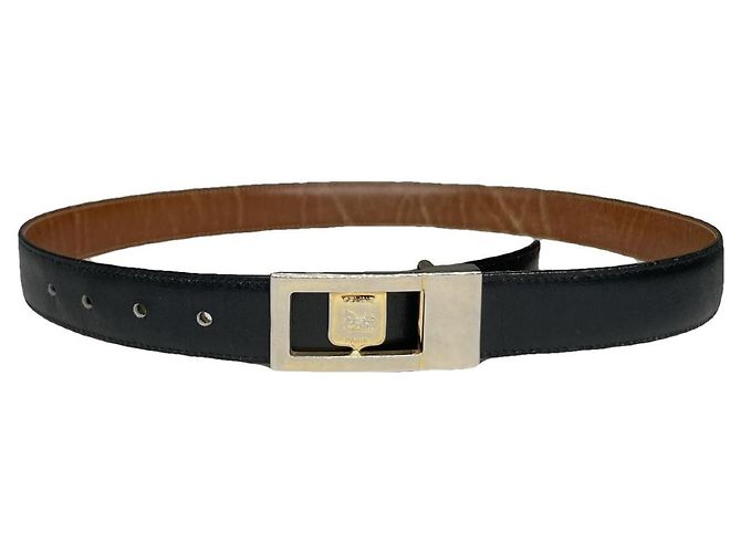 Céline Celine Triomphe schwarze Leder-Gürtel 