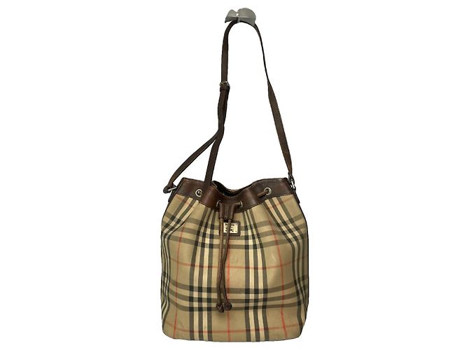 Borsa a secchiello in pelle beige Burberry Lola