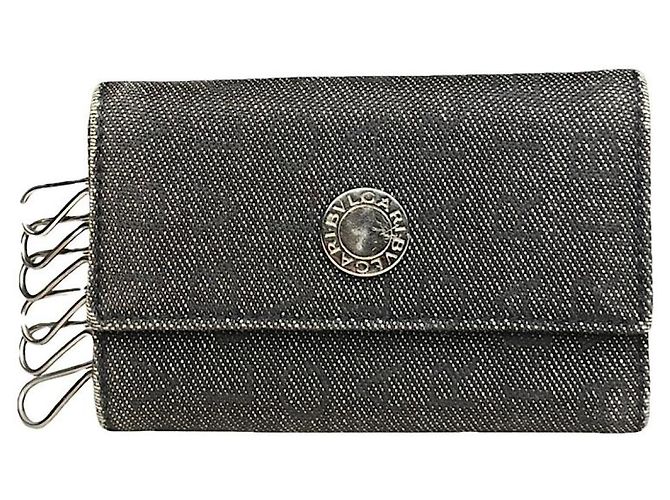 Bulgari Monedero de algodón gris Bvlgari