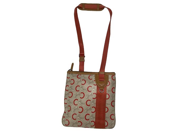 Céline Bolsa de algodão laranja Celine Triomphe