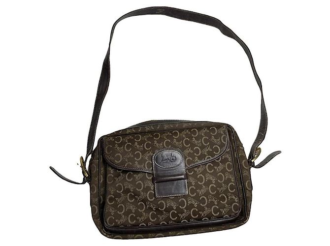 Céline Bolsa de mão de algodão marrom Celine Tabou