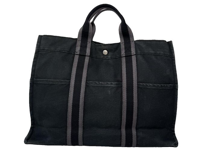 Borsa a mano in cotone nero Hermès