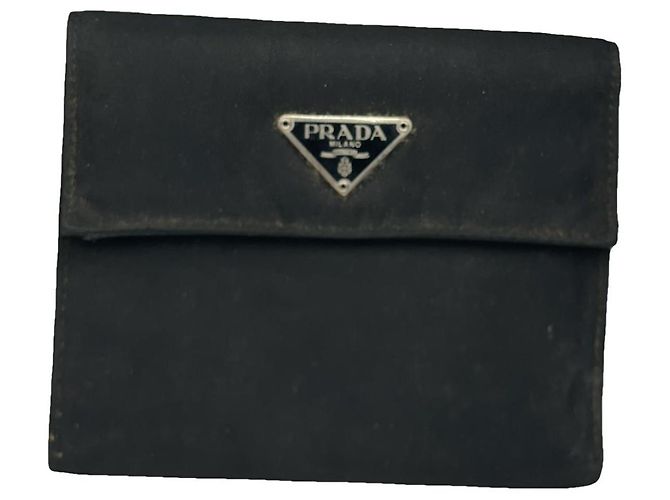 Prada Tessuto  Black Leather Wallet