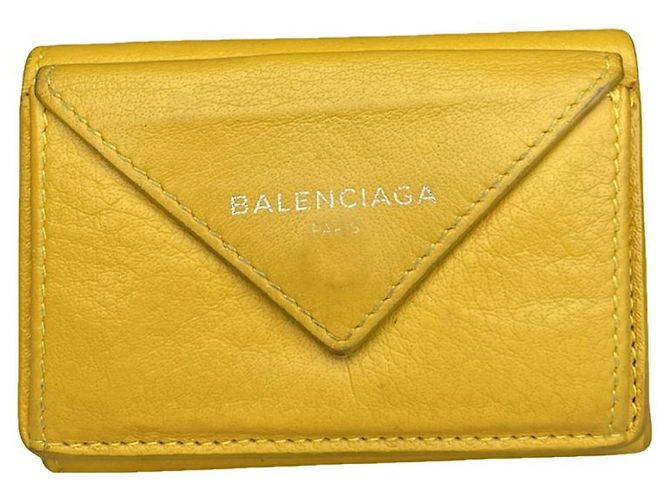 Cartera de cuero amarilla Balenciaga Amarillo