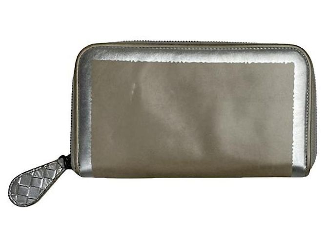 Bottega Veneta Silver Leather Wallet Silvery