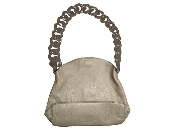 Bolsa de couro bege Giorgio Armani