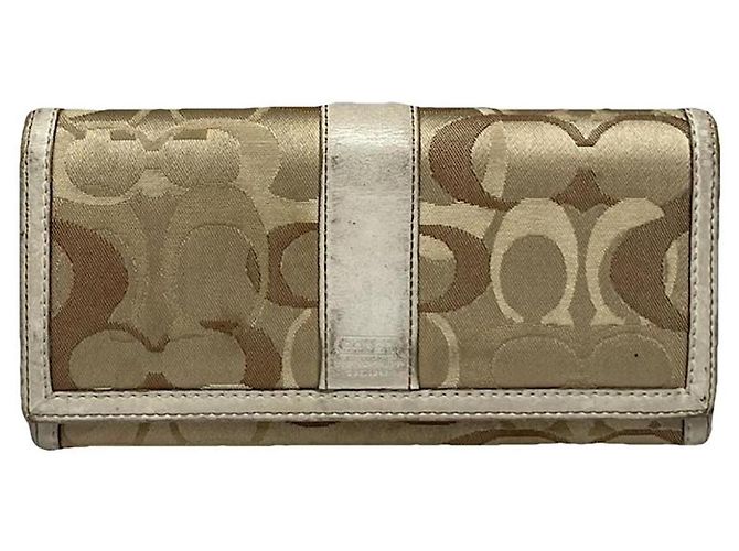 Carteira de couro bege Coach Parker