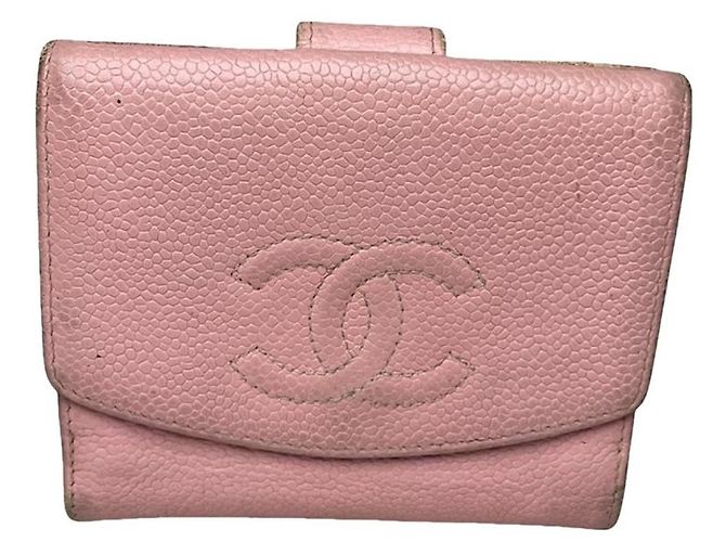Chanel Cambon rosa Leder Geldbörse Pink