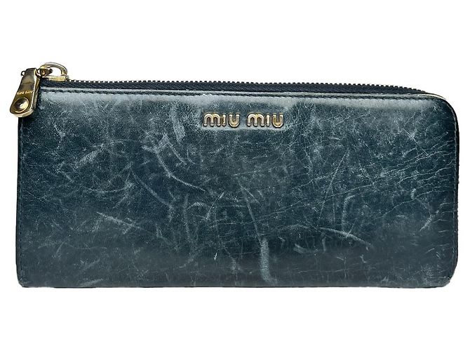 Cartera de cuero metálico Miu Miu