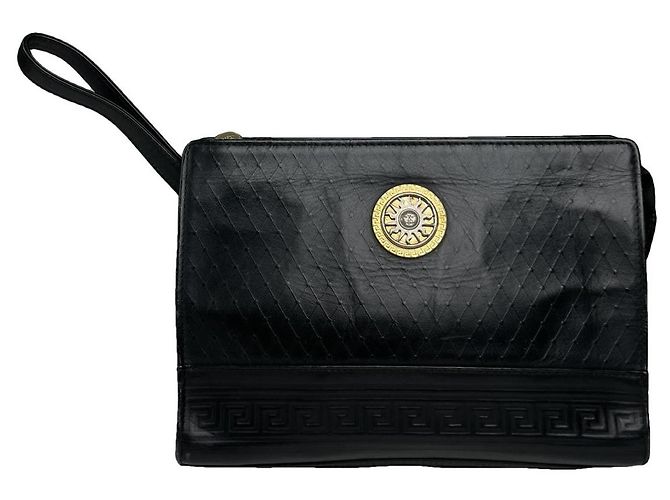 Clutch in pelle nera Gianni Versace Nero