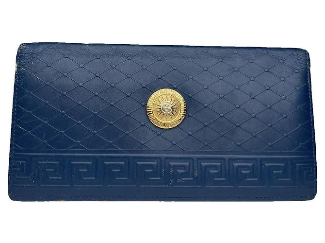 Bolsa de couro azul Gianni Versace