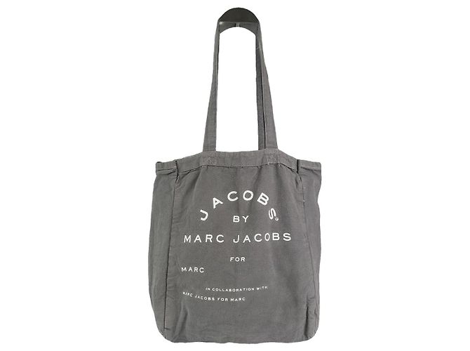 Grauer Baumwoll-Handtasche The Tag Tote von Marc Jacobs