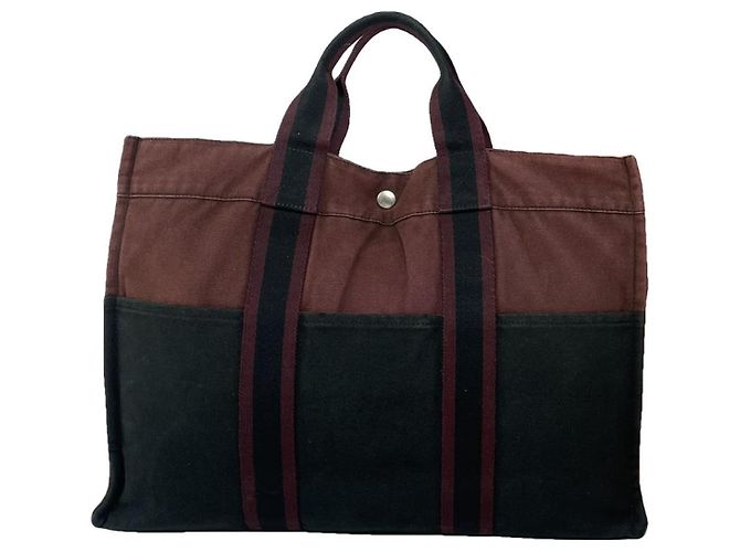 Borsa a mano in cotone nero Hermès