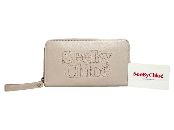 Cartera de cuero beige Chloé Marcie
