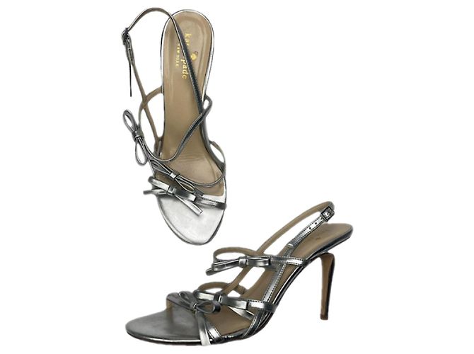 Kate Spade Silver Leather Heel Silvery