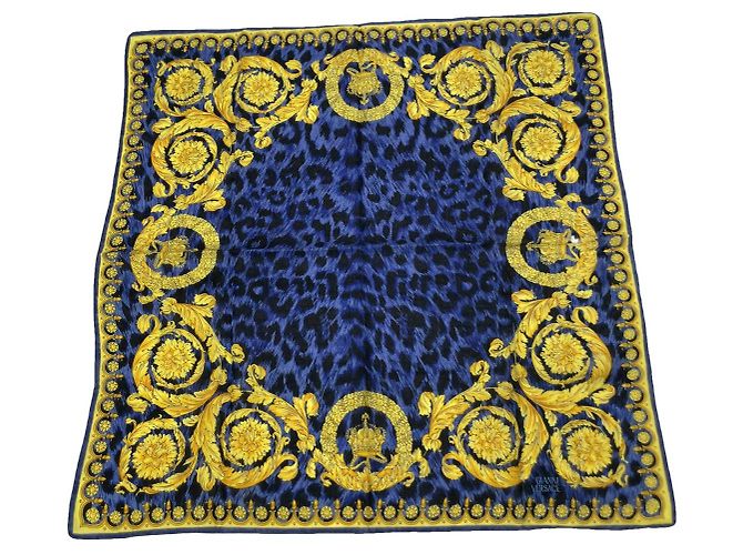 Gianni Versace Navy Silk Scarf