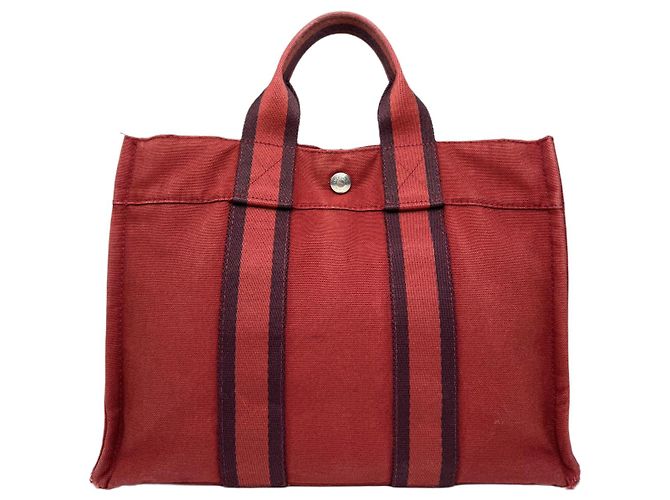 Sac à main en coton rouge Hermès