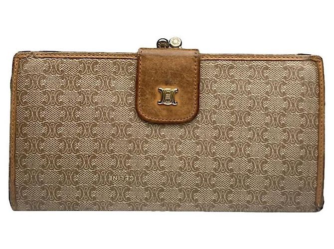 Céline Celine Triomphe Beige Leather Wallet
