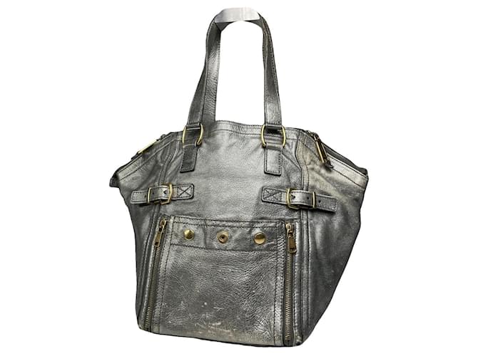 Sac à main en cuir argenté Yves Saint Laurent 