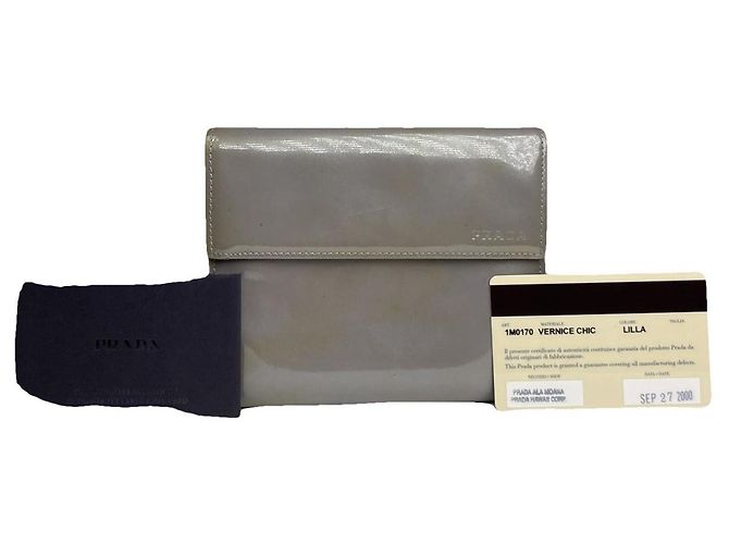 Prada Grey Patent Leather Wallet