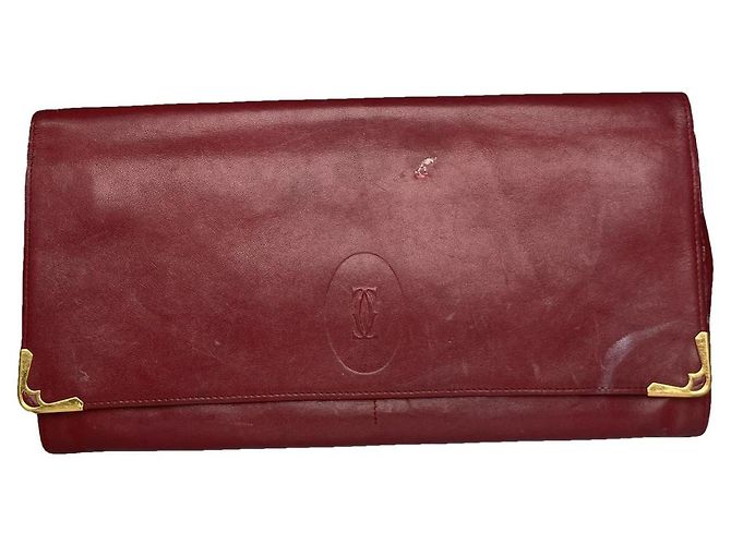 Pochette en cuir bordeaux Cartier