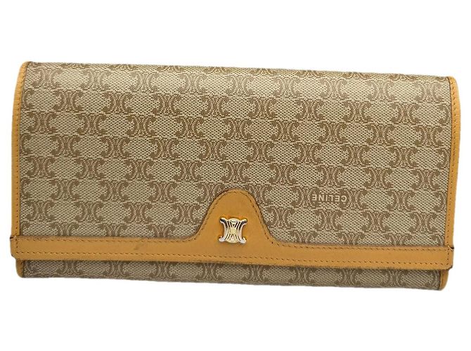 Céline Carteira de couro bege Celine Triomphe
