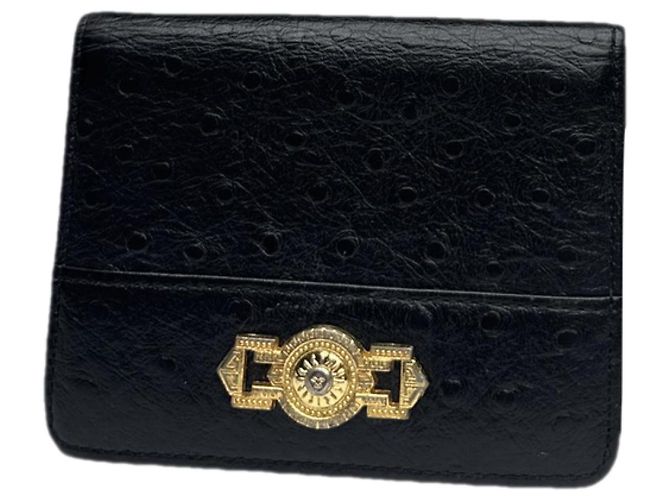 Borsa in struzzo nera Gianni Versace Nero
