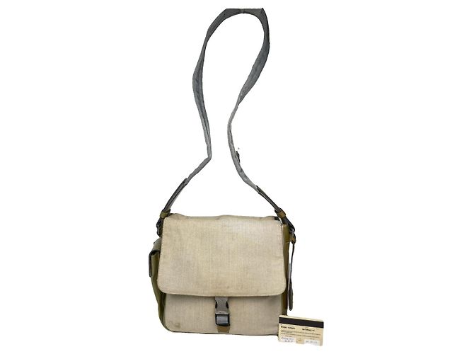Bolsa de mão de algodão bege da Prada