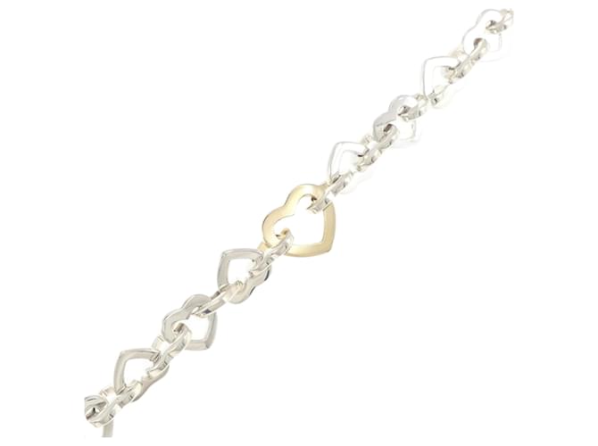 Tiffany & Co Pulseira de link coração Tiffany Prata Ouro amarelo  ref.2034575