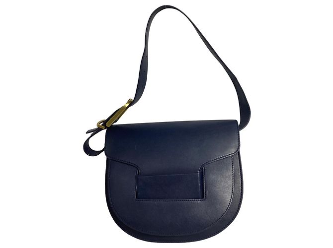 Bolsa de ombro com aba Tory Burch em couro azul marinho