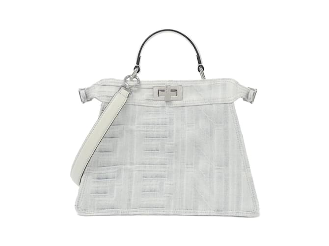Fendi Peekaboo I See You Small Handbag Eggshell Denim  ref.2035670