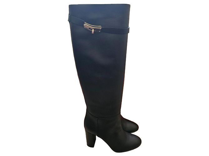 Hermès Story black leather boots