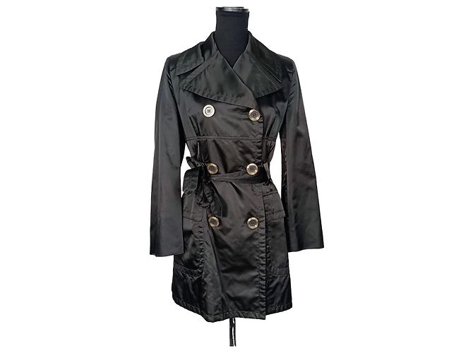 Gabardina de satén negra Dolce & Gabbana Negro