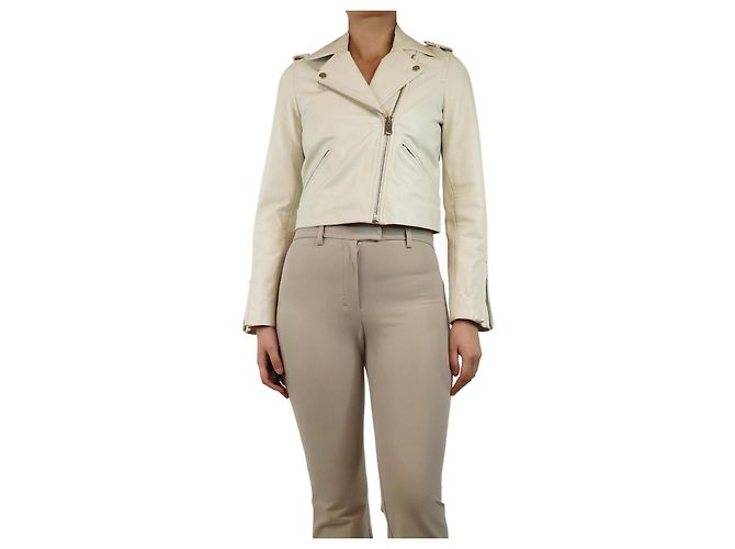 Claudie Pierlot Ecru Kunstlederjacke - Größe UK 8 Roh