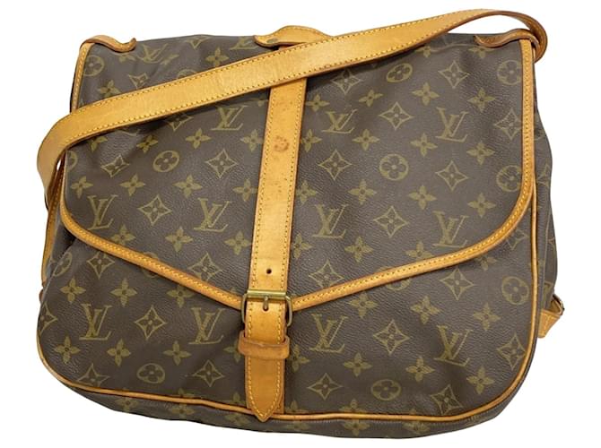 Louis Vuitton Saumur 35 Brown Cloth  ref.2038401