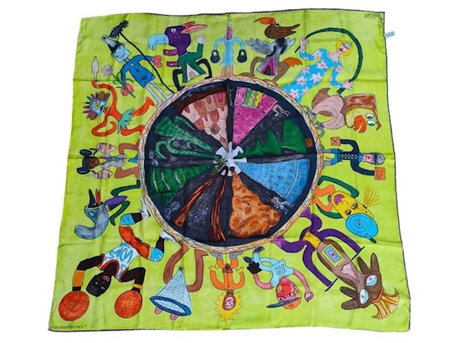 Louis Vuitton 100% Silk William Wilson Large Scarf Multiple colors  ref.2038549