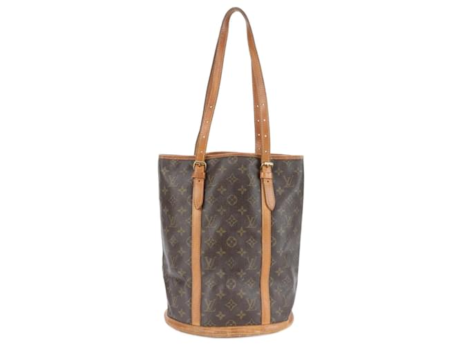 Bolsa Monogram Bucket GM Louis Vuitton Marrom Monograma Couro Couro envernizado  ref.2038616