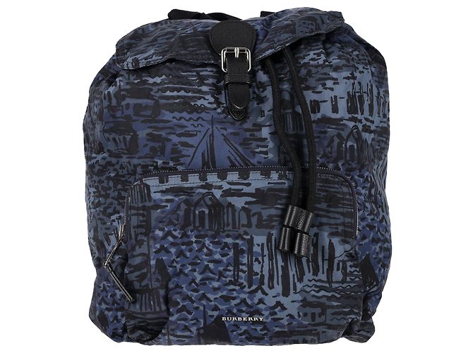 Burberry Coastal Print Rucksack aus blauer Polyamid