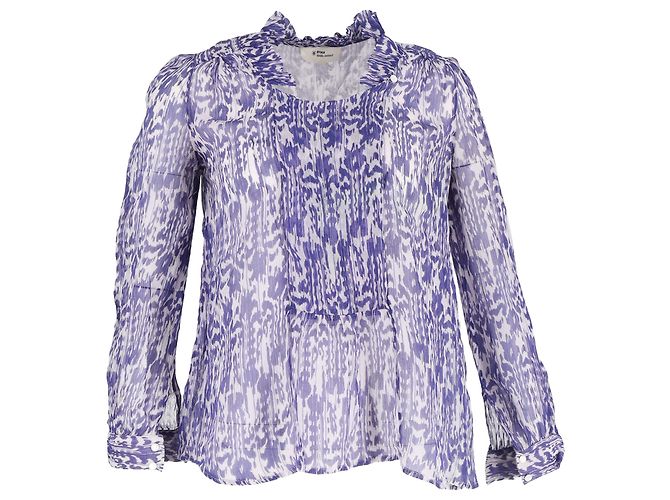 Étoile Isabel Marant Printed Blouse in Blue Silk
