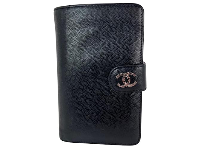 Chanel Caviar Timeless CC Zippered Pocket Black Wallet Leather  ref.2039201