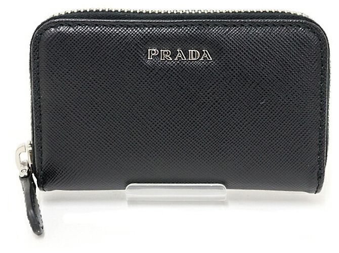 Soporte de llaves Prada en cuero Saffiano negro