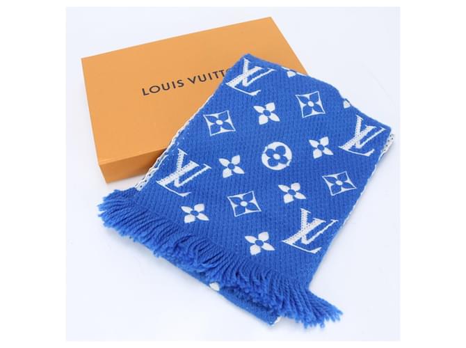 Louis Vuitton Echarpe Mania Silk Scarf/Shawl Blue Wool  ref.2039631